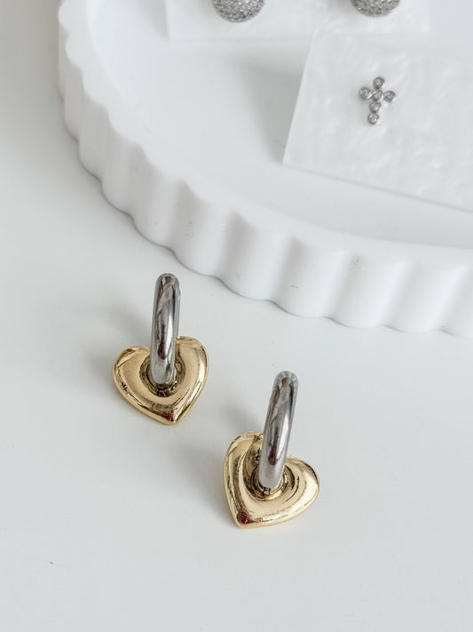 Gold heart earrings
