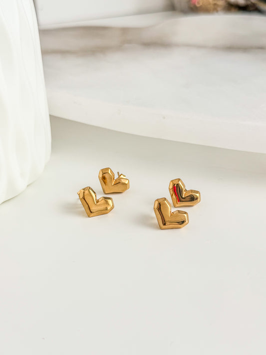 Golden heart studs
